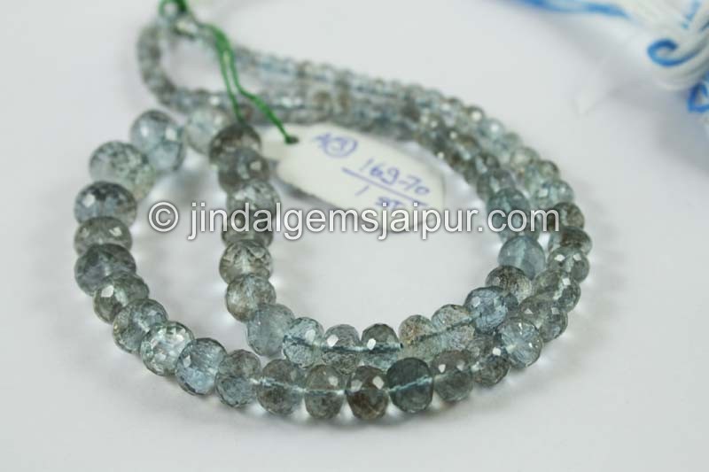 Golden Moss Aquamarine Faceted Roundelle Beads